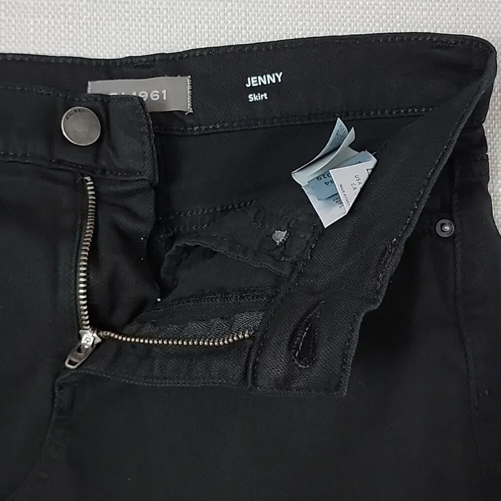 DL1961 Girls Denim‎ Jenny Mini Skirt in Black Jet Set Raw Hem 12